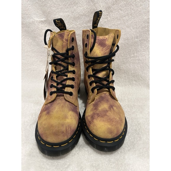 Dr‎ Martens Womens 1460 Pascal Tie Dye Leather Lace Up Boots Size 7 NEW Camo Tan - Picture 4 of 14